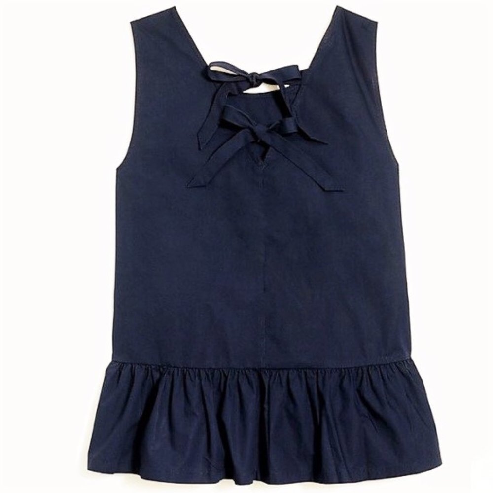 J. Crew • Navy Bow Back Peplum Top || Small